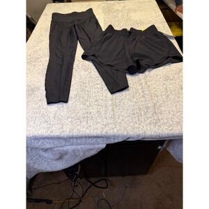 All in Motion Womens Black High Rise 7/8 Length Leggings and shorts set NWT